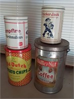 4 old tin containers