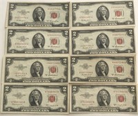 (8) 1953 $2 Bills