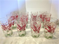 12 Vintage Libbey Red Goose / Ducks Glasses