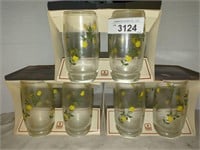 12 Anchor Hocking Yellow Roses Glasses - #2152