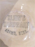 Vintage Klein Hardware Adams, NE advertising Bowl