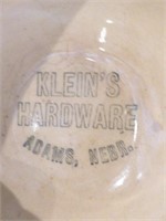 Vintage Klein Hardware Adams, NE advertising Bowl