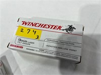 BOXES - WINCHESTER 9MM LUGER 147 GRAIN - JHP