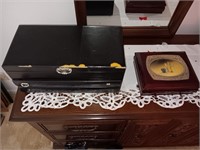 2 vintage jewelry boxes black one is rough
