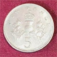1970 Great Britain 5 Pence Coin