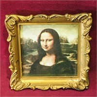 Framed Mona Lisa Art Print (Vintage) (4" x 4")