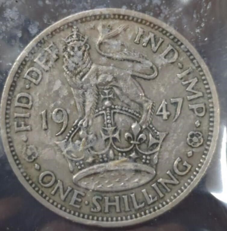 1947 one shilling coin