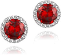 Gold-pl. 4.76ct Ruby & White Sapphire Earrings
