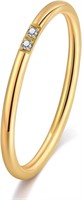 14k Gold-pl .15ct White Sapphire 2-stone Ring