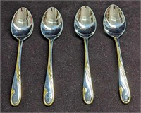 4 Retired Gorham Golden Swirl Oval Soup Spoons B