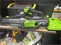 GREENWORKS BLOWER & BATTERY CHARGER RETAIL $220