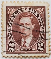 George VI 1937 2 Cents Postage Stamp