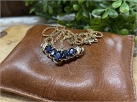 10k Yellow Gold Oval Cut Sapphires Necklace