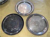 Three (3) Silver Plated Waiters Trays