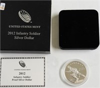 PROOF INFANTRY SILVER DOLLAR W BOX PAPERS