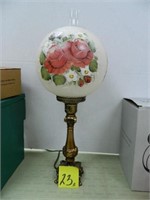 Victorian Banquet Lamp w/ Handpainted Shade -