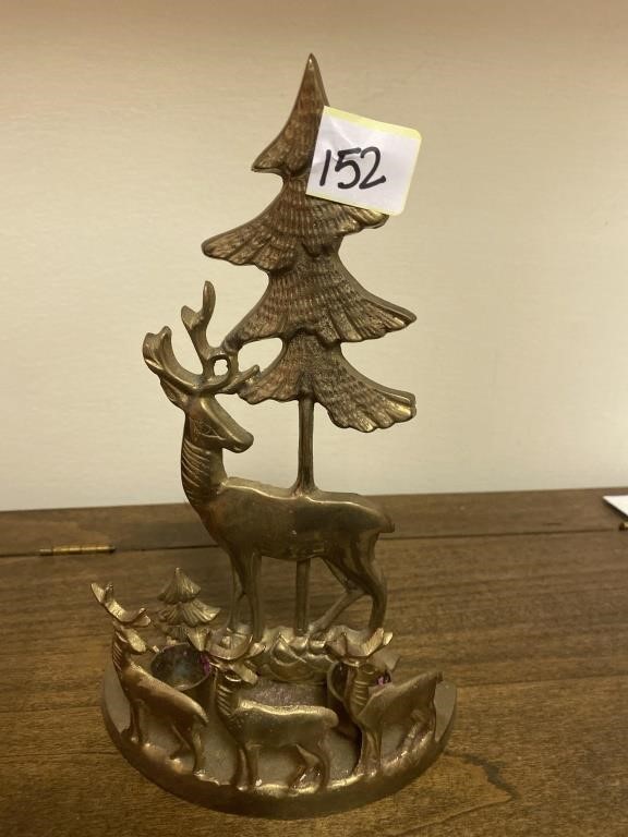 Brass deer candle holder 10 inches