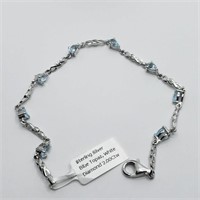Silver Blue Topaz and White Diamond Bracelet