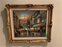 LARGE PARISIAN CITIY PAINTING OIL ON CANVAS