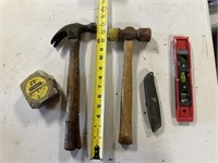 tape measure, 2 hammers, utility knife...
