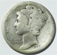 1921-D MERCURY DIME AG