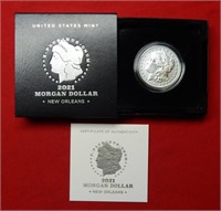2021 O Morgan Silver Dollar - Box & COA
