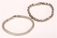 Two Italian Sterling Silver Bracelets,