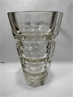 Art Deco heavy glass vase 10 in