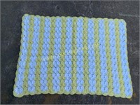 Yellow and White Knitted Throw Rug