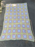Yellow Pink & White Knitted Throw