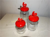 Glass 3pc Hen canister set