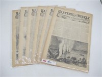 6 ORIGINAL HARPER'S WEEKLY NEWSPAPERS 1857-1875