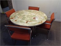 Mid-Century Marble Top Dining Table & 4-Chairs