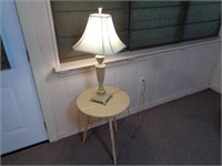 Table Lamp & Round 3-Leg Glass Top Table