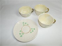 Belleek Shamrock Porcelain Tea Cups 5th & 6th Mark