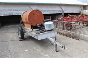 Fuel Tank on Two Wheel Wooden Trailer