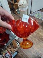 Amberina Viking Glass Compote