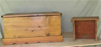 Wood Chest 29x15x15 and Wood Stool 11" tall