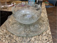 Crystal platter and serving bowl