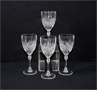 4pc Cut Glass Wine Glasses 7"