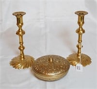 Vintage Pair EB Brass Candlestick Holders &