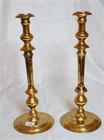 Pair of Tall Brass Candlestick Holders