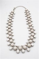 Silver Tone and White Necklace