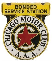 Porcelain Chicago Motor Club Bonded Station Sign