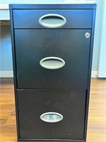 3-drawer metal filing cabinet; measures approx.