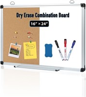 Whiteboard & Cork Board Bulletin Board, 16 x 24 in