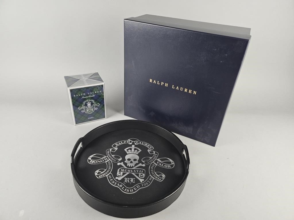 Ralph Lauren Ayers Skull & Crossbone Tray & Candle