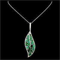 14K Gold Pendant: 7.93ctw Emerald, 1.05ctw Diam