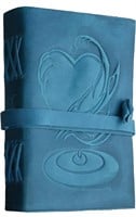 2 pack Vintage Heart Embossed Leather Journal blue