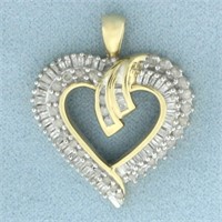 Baguette and Round Diamond Pendant in 10k Yellow G